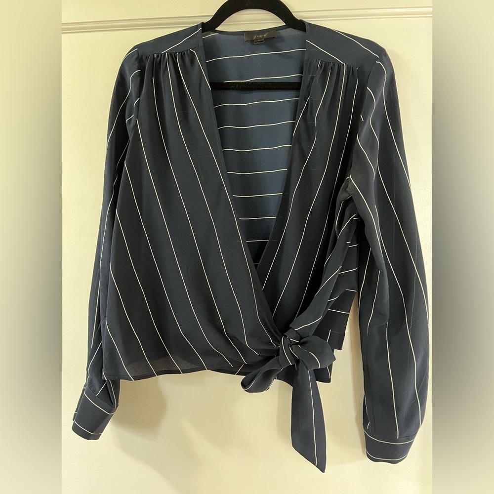 J.Crew silk blue wrap blouse